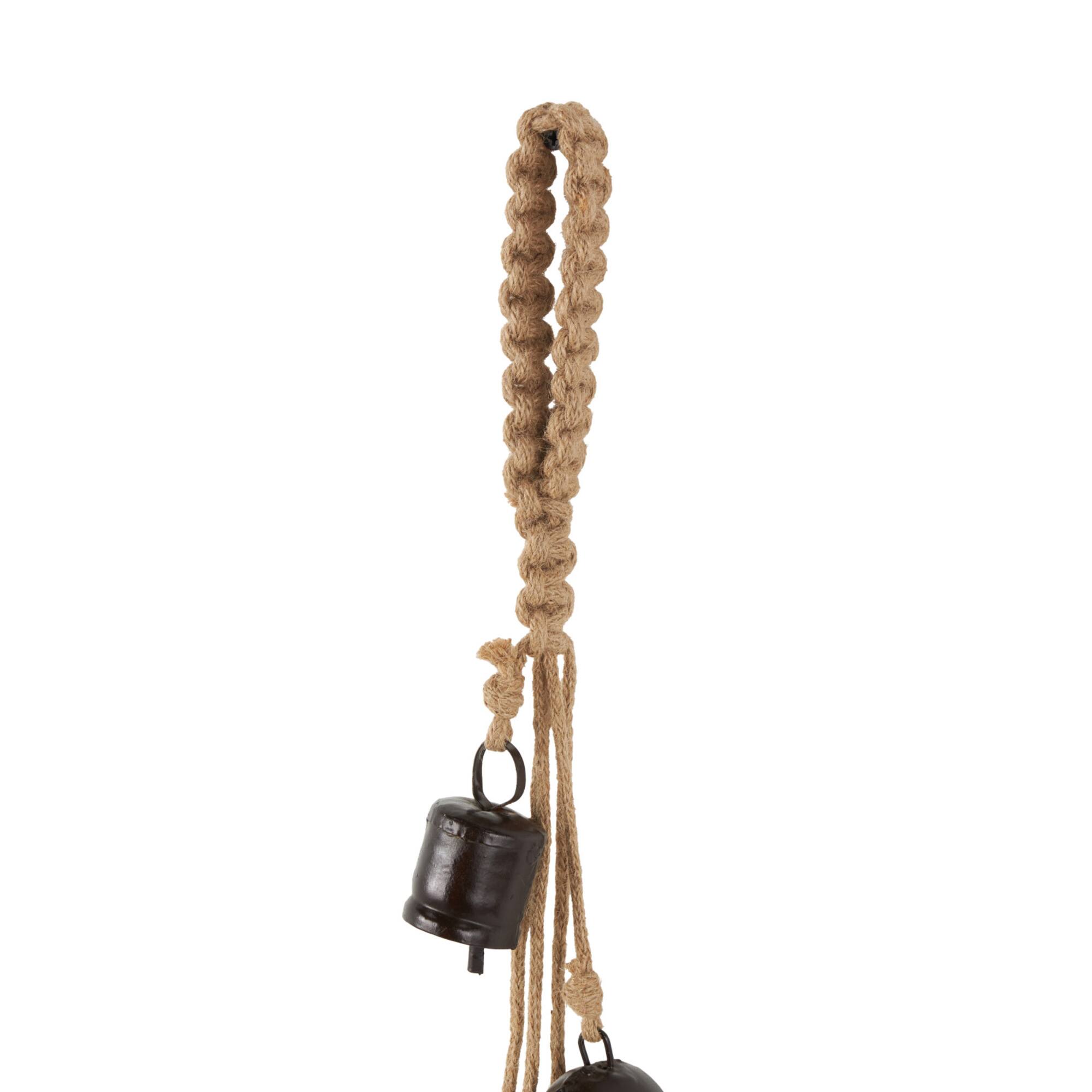 22" Metal Decorative Cow Bell with Jute Hanging Rope